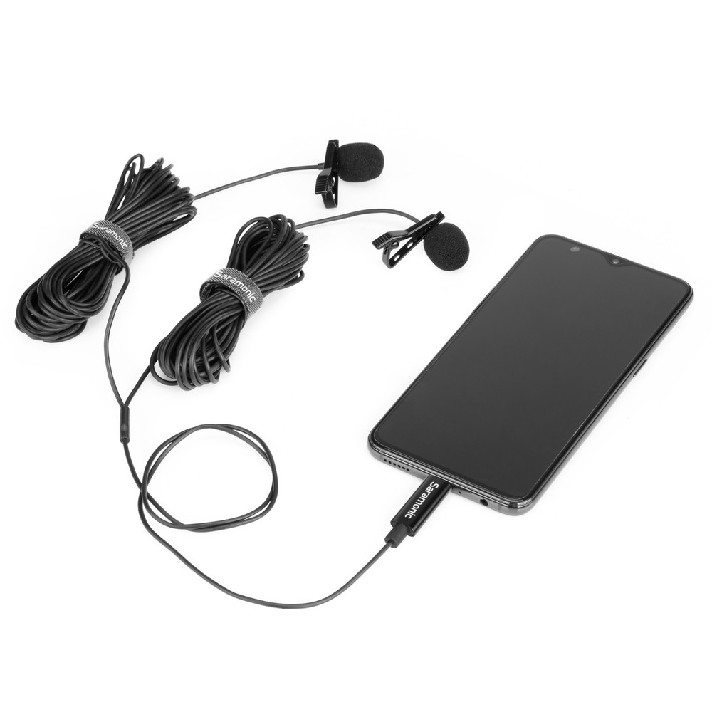 Saramonic LavMicro U3C 2-Person Lavalier w/ 20' USB-C Cable & 90˚ Adpt for iPhone 15, Android, iPad, Computers (Open Box)