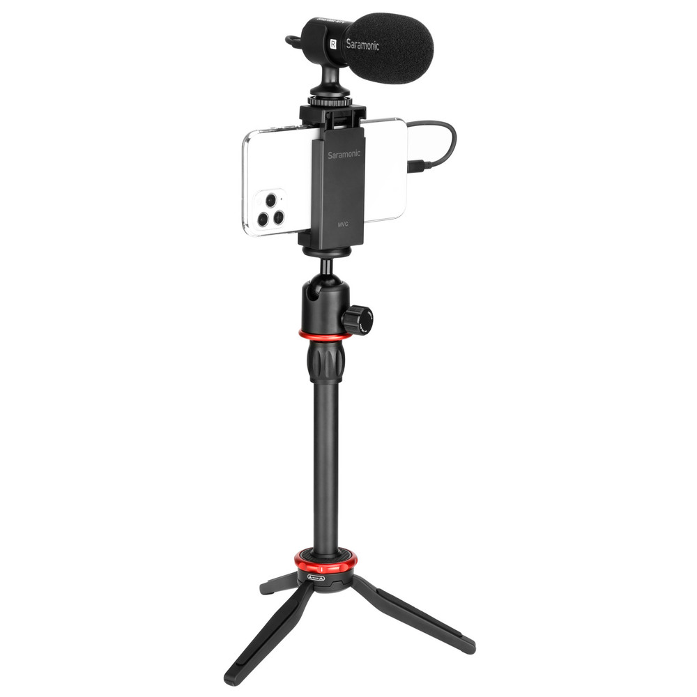 Saramonic SmartMic MTV Smartphone Vlogging Kit for iPhone & Android w/ Stereo Mic, Phone Mount, Tripod & more (Open Box)