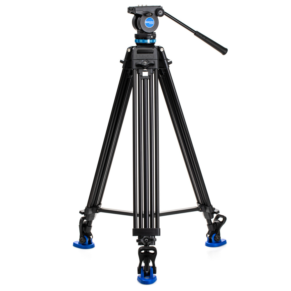 Benro KH26P Video Tripod with Head, 11lb Payload, Continuous Pan Drag, Anti-Rotation Camera Plate (KH26P) (Open Box)