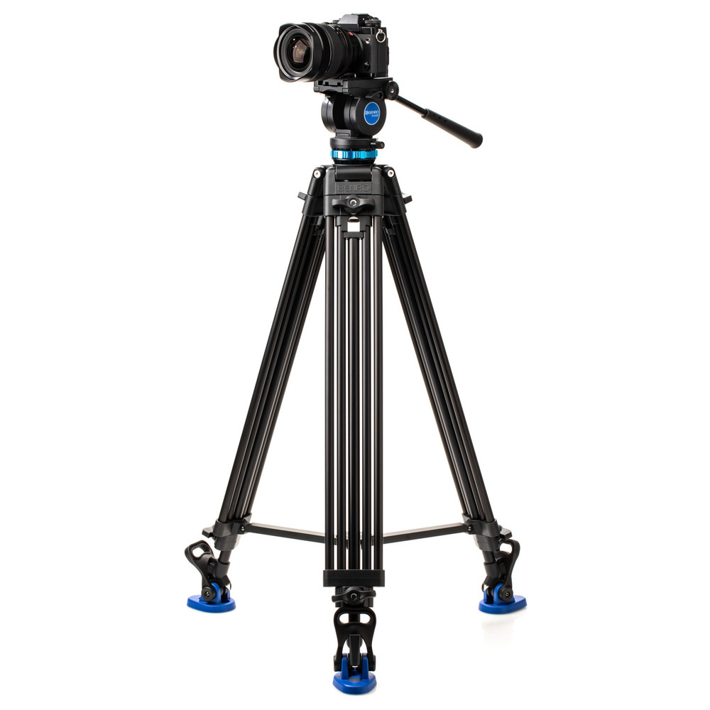 Benro KH26P Video Tripod with Head, 11lb Payload, Continuous Pan Drag, Anti-Rotation Camera Plate (KH26P) (Open Box)