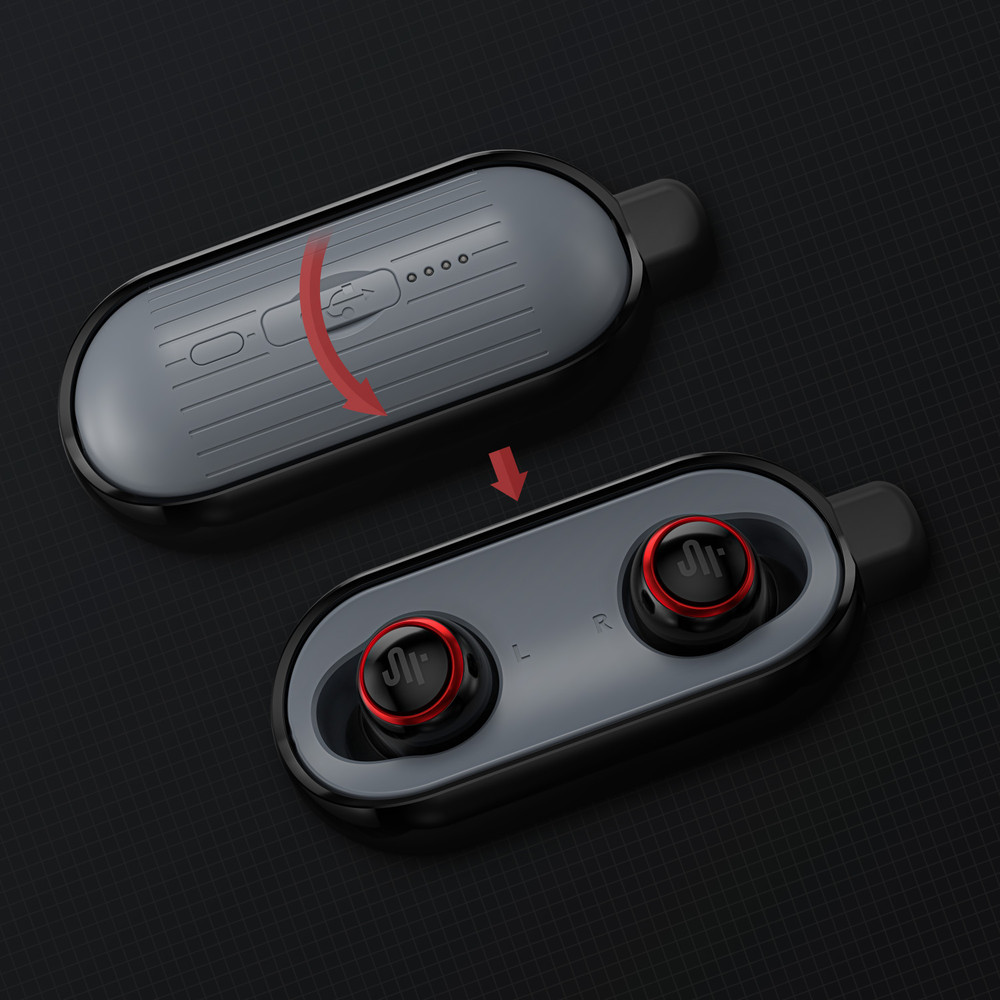 Saramonic SR-BH40-B Bluetooth 5.2 Wireless TWS Earbuds w/ Built-in Mic, Noise Canceling, Charging Case (Black)