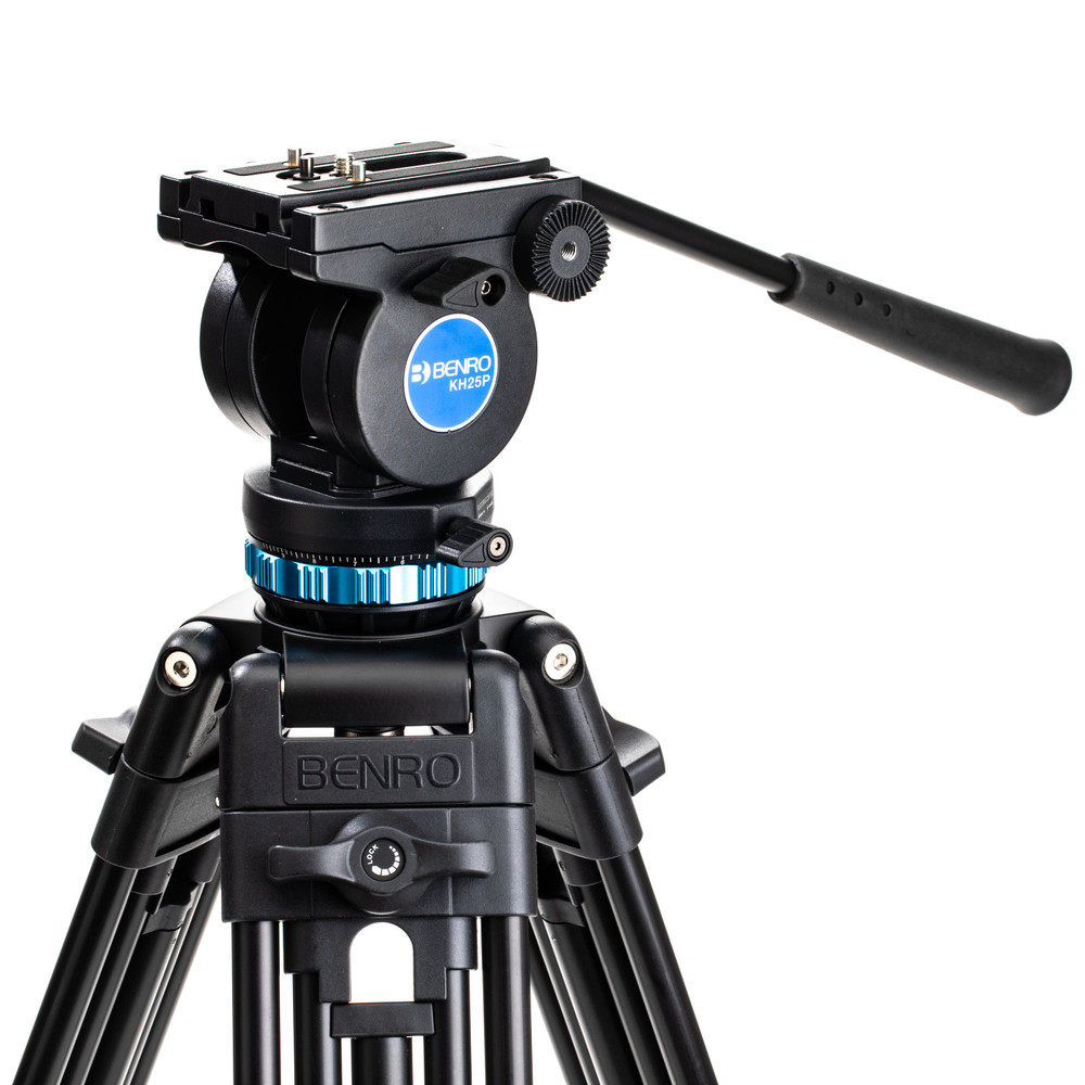 Benro KH25P Video Tripod with Head, 11lb Payload, Continuous Pan Drag, Anti-Rotation Camera Plate (KH25P) (Open Box)