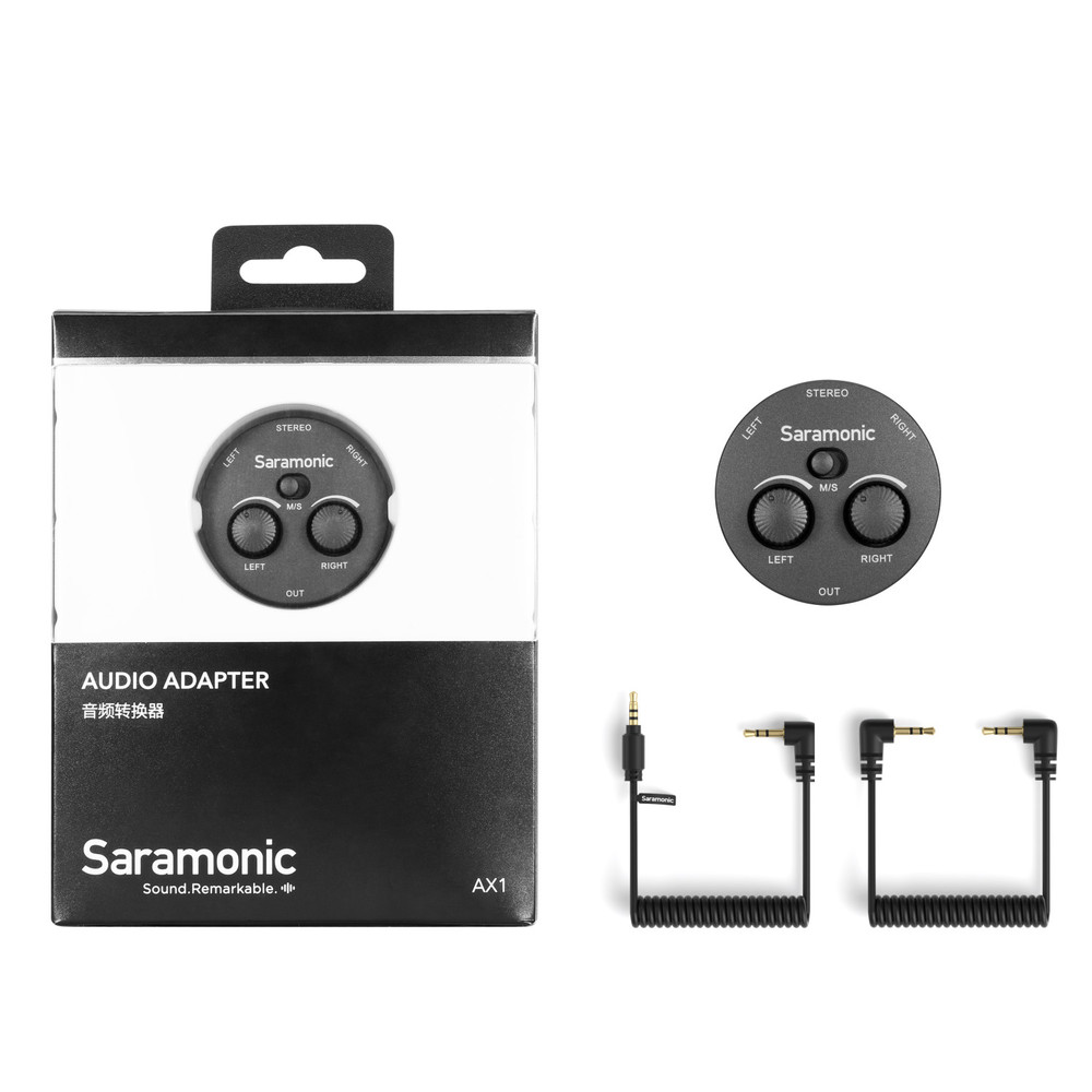 Saramonic AX1 Miniature 2-Channel 3.5mm Microphone & Audio Mixer for Cameras, Mobile Devices, Computers & more