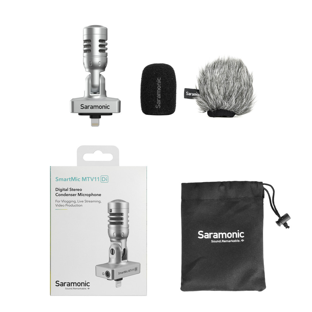 Saramonic SmartMic MTV11 Di Digital Stereo Mic w/ Lightning & Headphone Out for iPhones and iPads (Open Box)