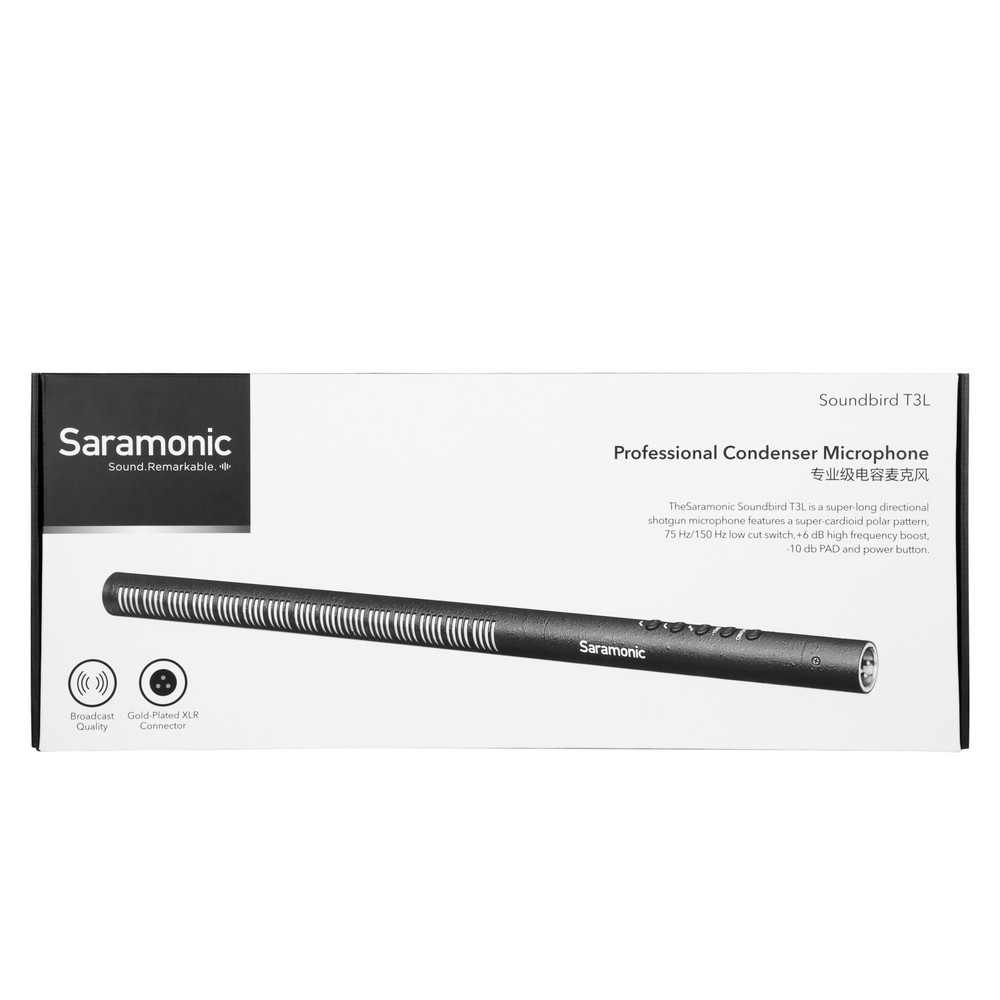 Saramonic SoundBird T3L 15.5” Supercardioid Shotgun Mic (Li-Ion or +48 Powered) w/ Shock Mount, Cable & More (Open Box)