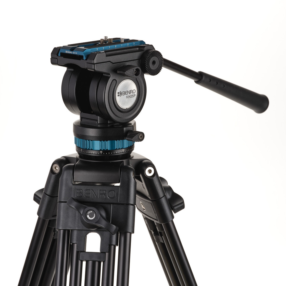 Benro KH25PC Video Tripod with Head, 15lb Payload, Continuous Pan Drag, Anti-Rotation Camera Plate (KH25PC)