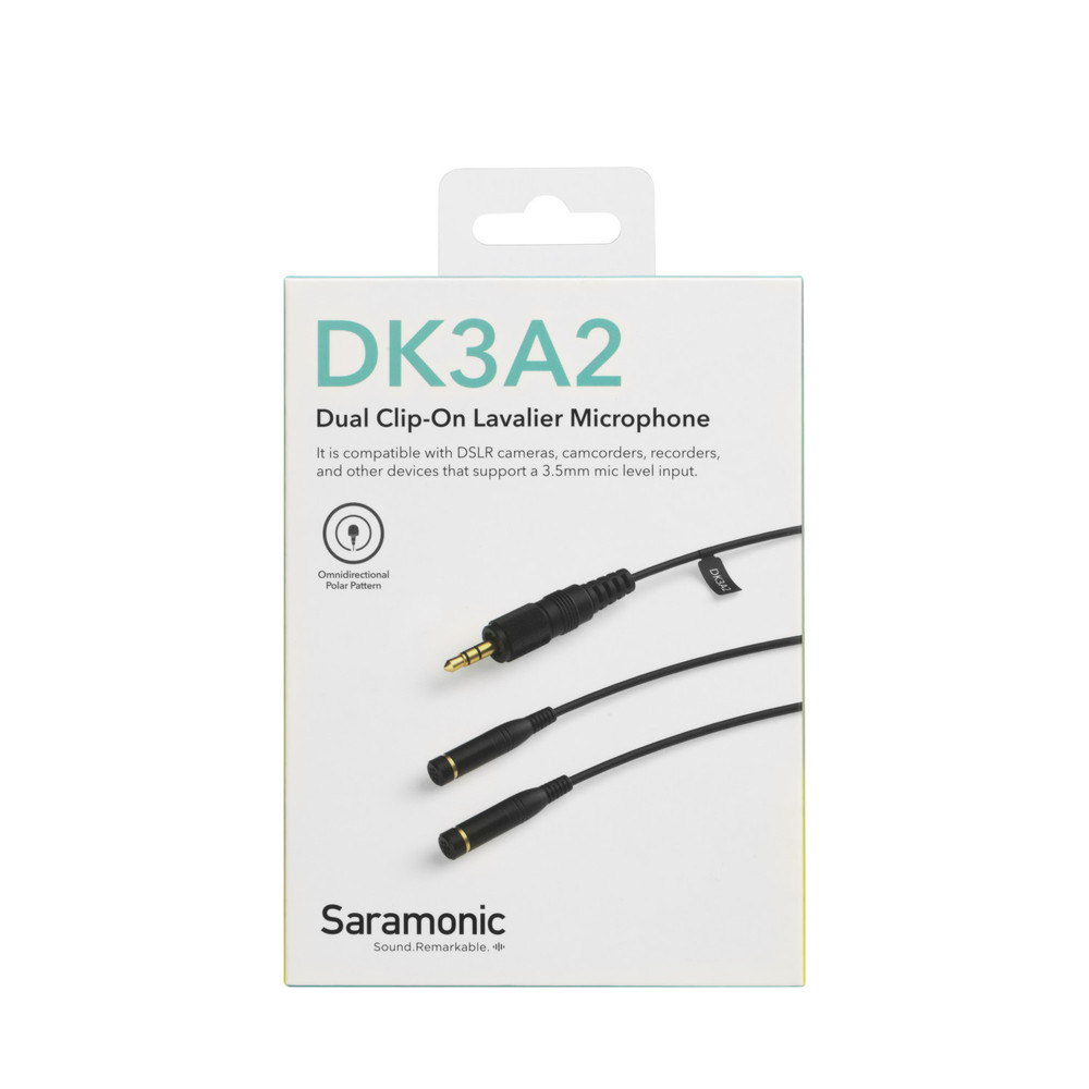 Saramonic DK3A2 2-Person Dual Omni Lavalier w/ Locking 3.5mm TRS for Recorders, Transmitters, Cameras & More (Open Box)