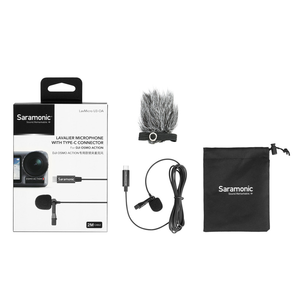 Saramonic LavMicro U3-OA Lavalier Microphone designed for DJI Osmo Action w/ 6.6' (2m) Cable & USB-C Connector (Open Box)