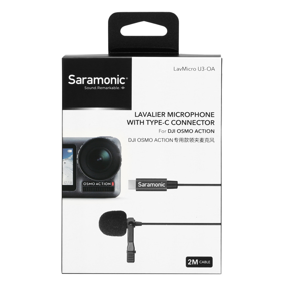 Saramonic LavMicro U3-OA Lavalier Microphone designed for DJI Osmo Action w/ 6.6' (2m) Cable & USB-C Connector (Open Box)