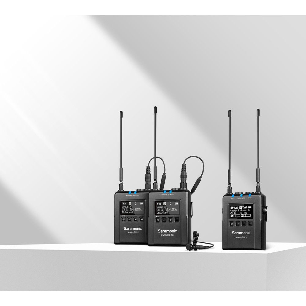 Saramonic UwMic9S Kit 2 Advanced 2-Person Wireless UHF Lavalier System w/ Premium Lavs, Li-Ion, Hard Case,More