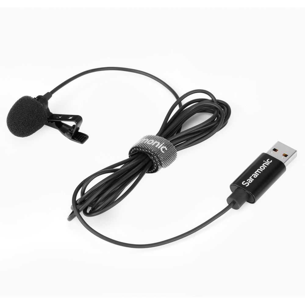 Saramonic SR-ULM10 Clip-On USB Lavalier Microphone for Computers w/ 6.56’ (2m) Cable, Clip, Windscreen & Pouch