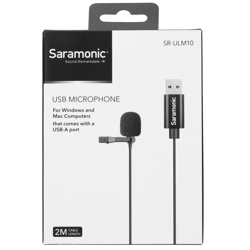 Saramonic SR-ULM10 Clip-On USB Lavalier Microphone for Computers w/ 6.56’ (2m) Cable, Clip, Windscreen & Pouch