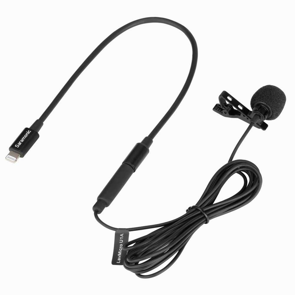 Saramonic LavMicro U1A Clip-On Lavalier Microphone with 6.6' (2m) Cable & Lightning Adapter for iPhone & iPad