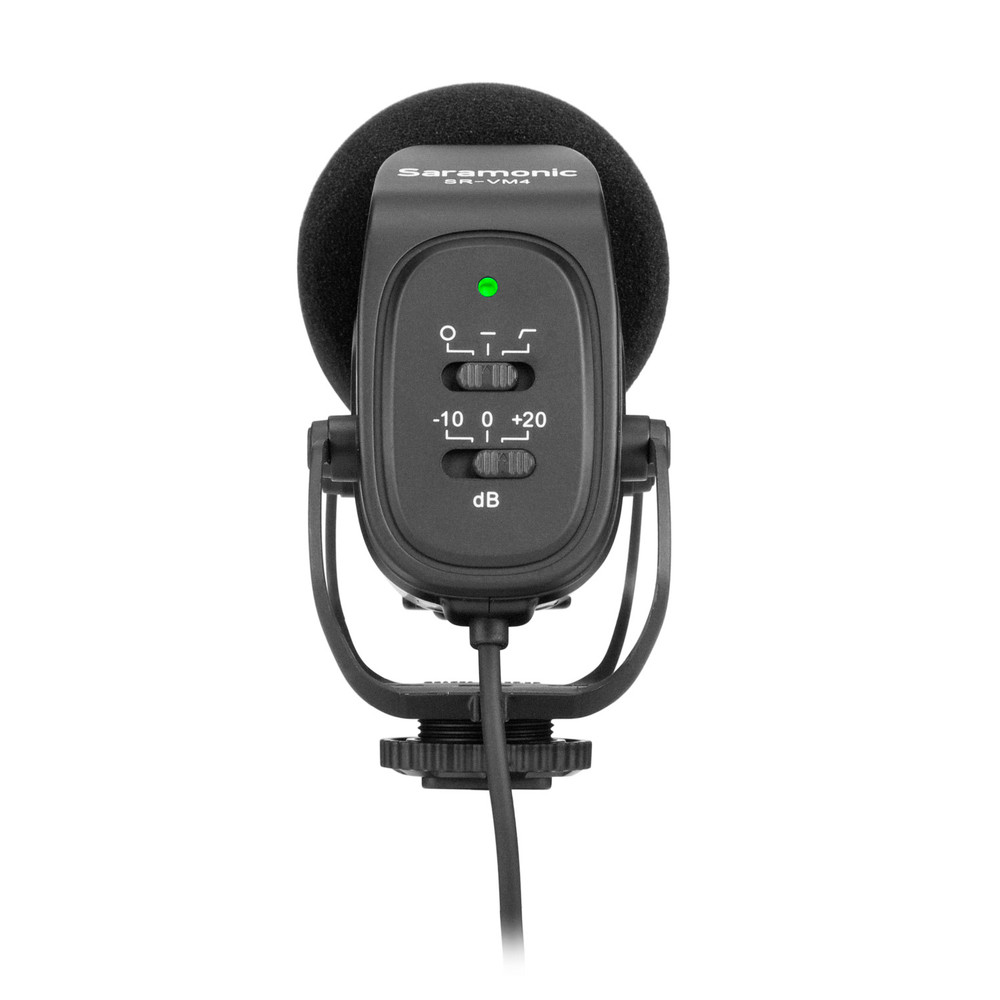 Saramonic SR-VM4 AA-Powered Supercardioid On-Camera Shotgun Mic w/ 3-Stage Level Control & 75Hz Low-Cut Filter