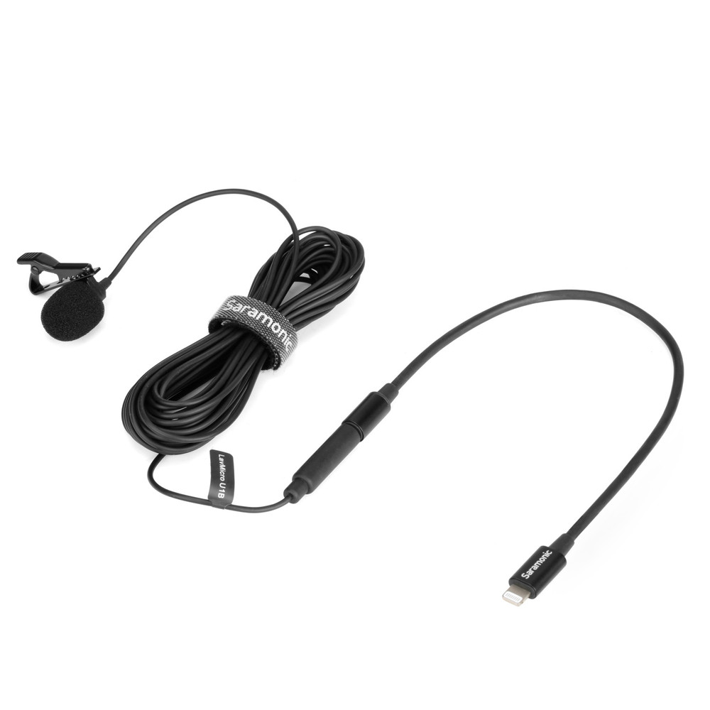 Saramonic LavMicro U1B Clip-On Lavalier Microphone with 19.7' (6m) Cable & Lightning Adapter for iPhone & iPad