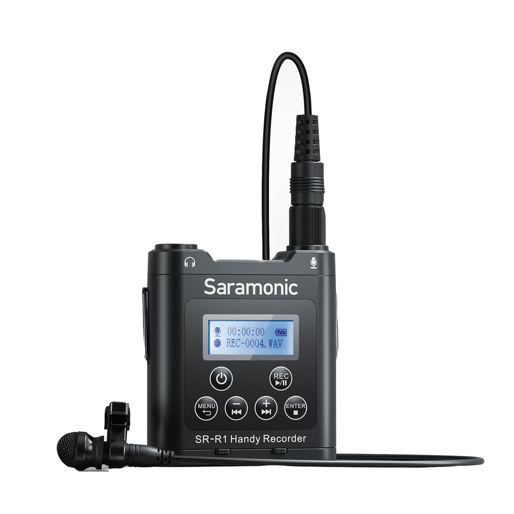 Saramonic SR-R1 Belt Pack Stereo Recorder w/ 3.5mm Mic or Line Input, Headphone Out, DK3A Lavalier & Pouch Saramonic SR-R1 Belt Pack Stereo Recorder w/ 3.5mm Mic or Line Input, Headphone Out, DK3A Lavalier & Pouch