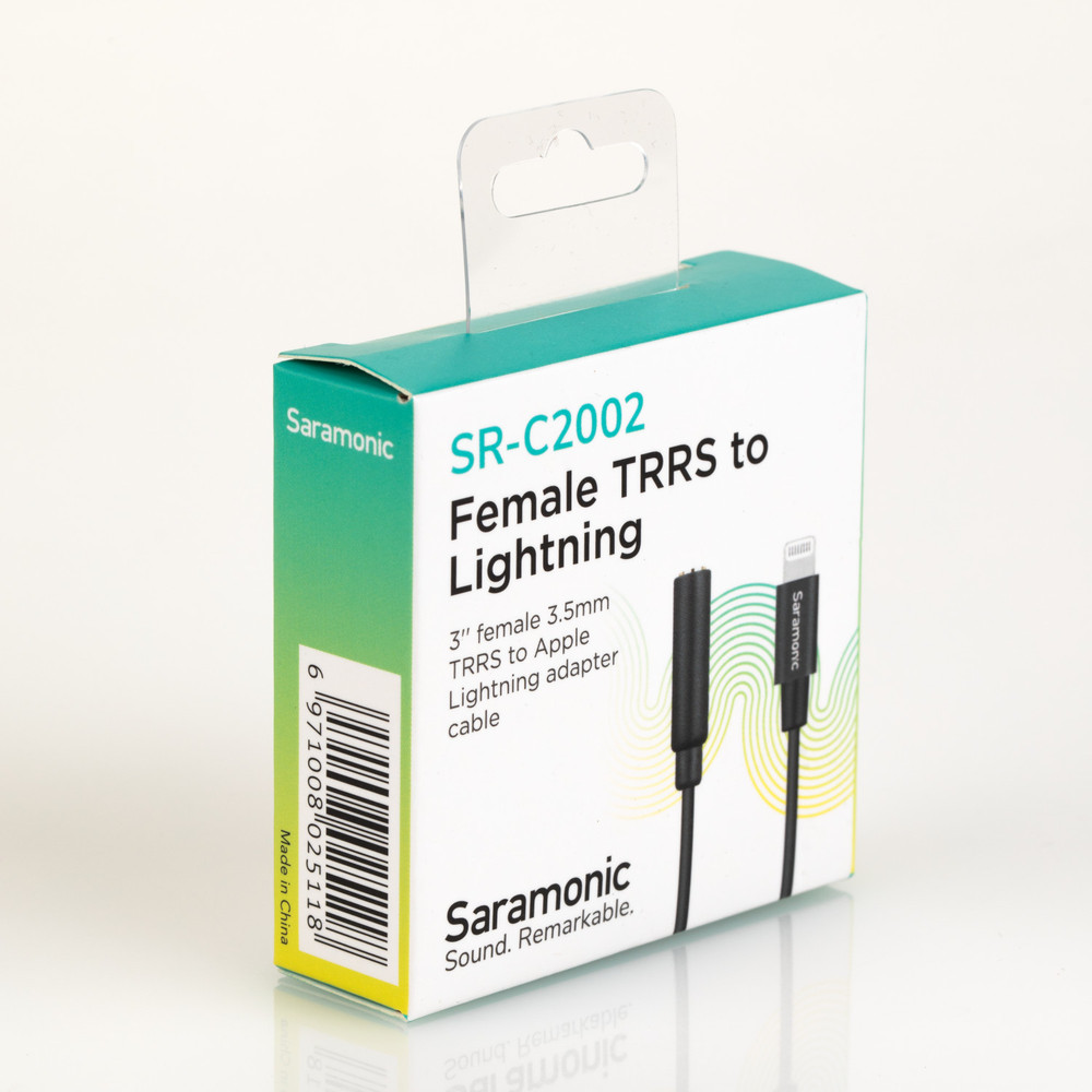 Saramonic SR-C2002 Female 3.5mm TRRS to Lightning Adapter w/ Headphone Out & Mic & Audio In for iPhone & iPad
