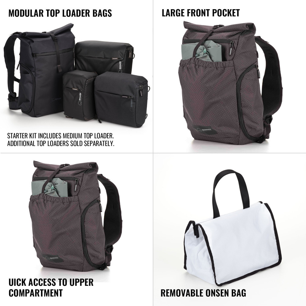 Shimoda Side Lite 22 Women's Starter Kit (w/ Medium Top Loader) - Black/White (Open Box)