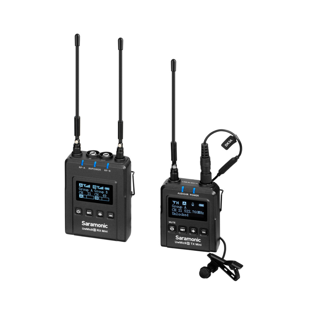Saramonic UwMic9S Mini Kit 1 Advanced Wireless UHF Lavalier System w/ Micro Transmitter, Dual Receiver, Case,
