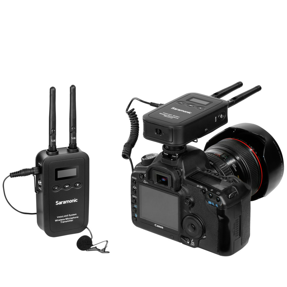 Saramonic VmicLink5 RX+TX 5.8GHz Wireless Lavalier System with Portable Camera-Mountable Receiver