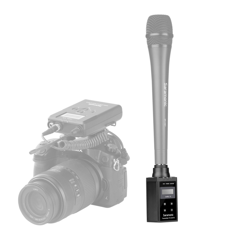 Saramonic UwMic15B 16-Ch UHF Wireless XLR Plug-On Transmitter System w/ Portable Camera-Mountable Receiver
