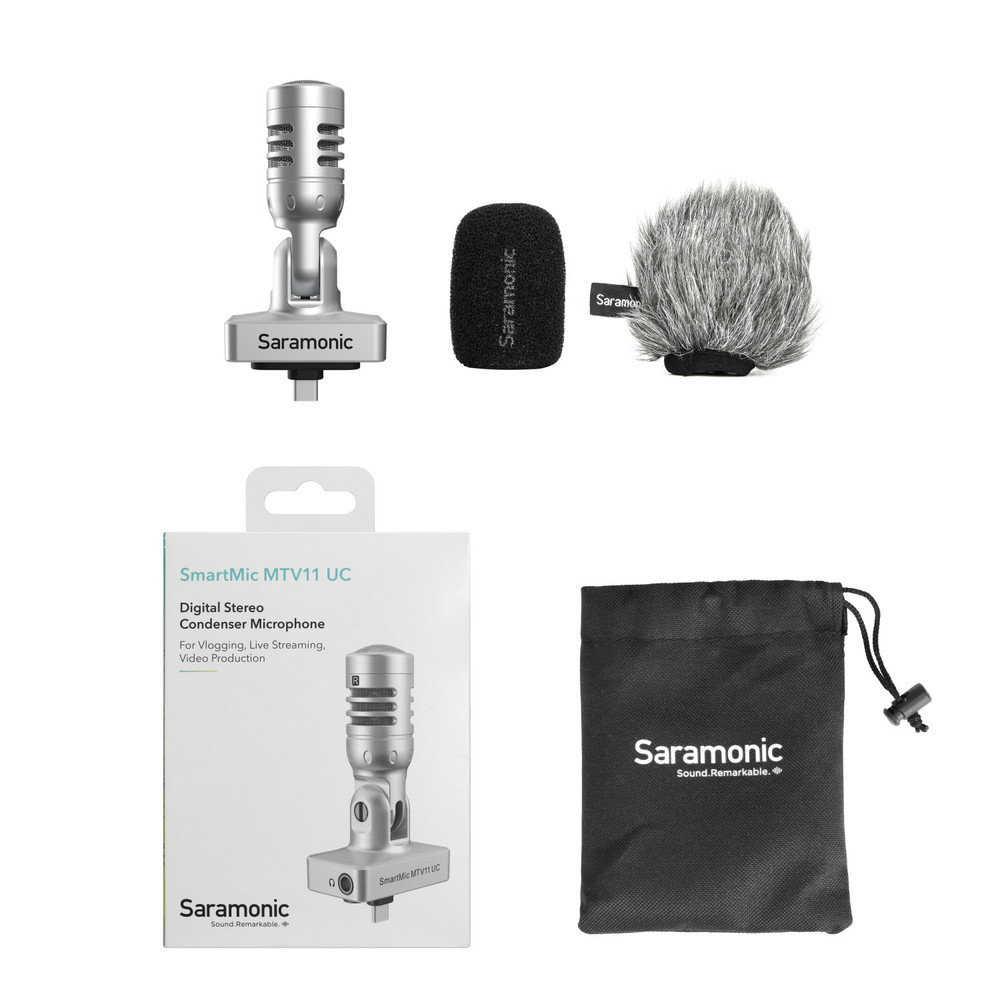 Saramonic SmartMic MTV11 UC Digital Stereo Mic w/ USB-C & Headphone Out for iPhone 15, Android & newer iPads