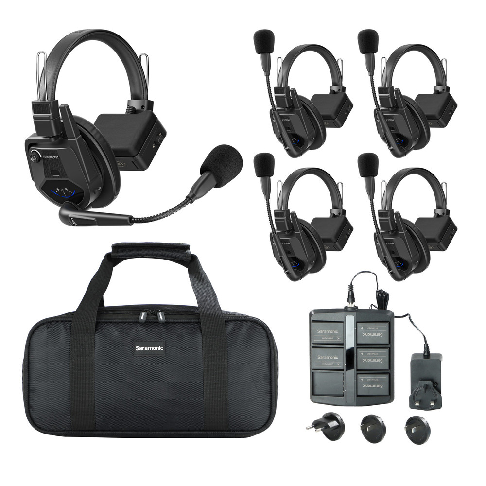 Saramonic WiTalk9SE-5S 5-Person Full-Duplex 2.4GHz Wireless Single-Ear Noise-Canceling Headset Intercom System