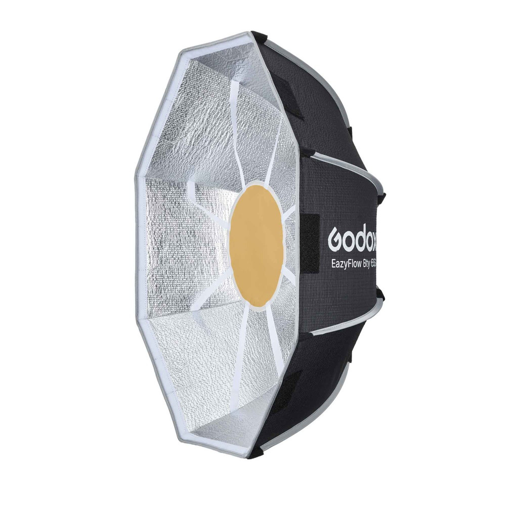 Godox EazyFlow Quick Setup Octa Beauty Dish Softbox with Bowens Mount (65 cm, Inner Silver)