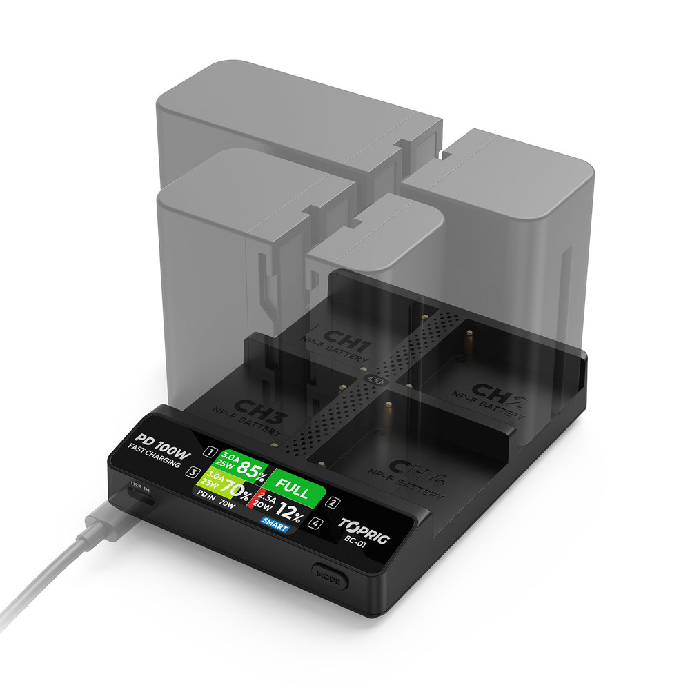 Accsoon TopRig 100W 4-Bay NP-F Fast Charger (Open Box)