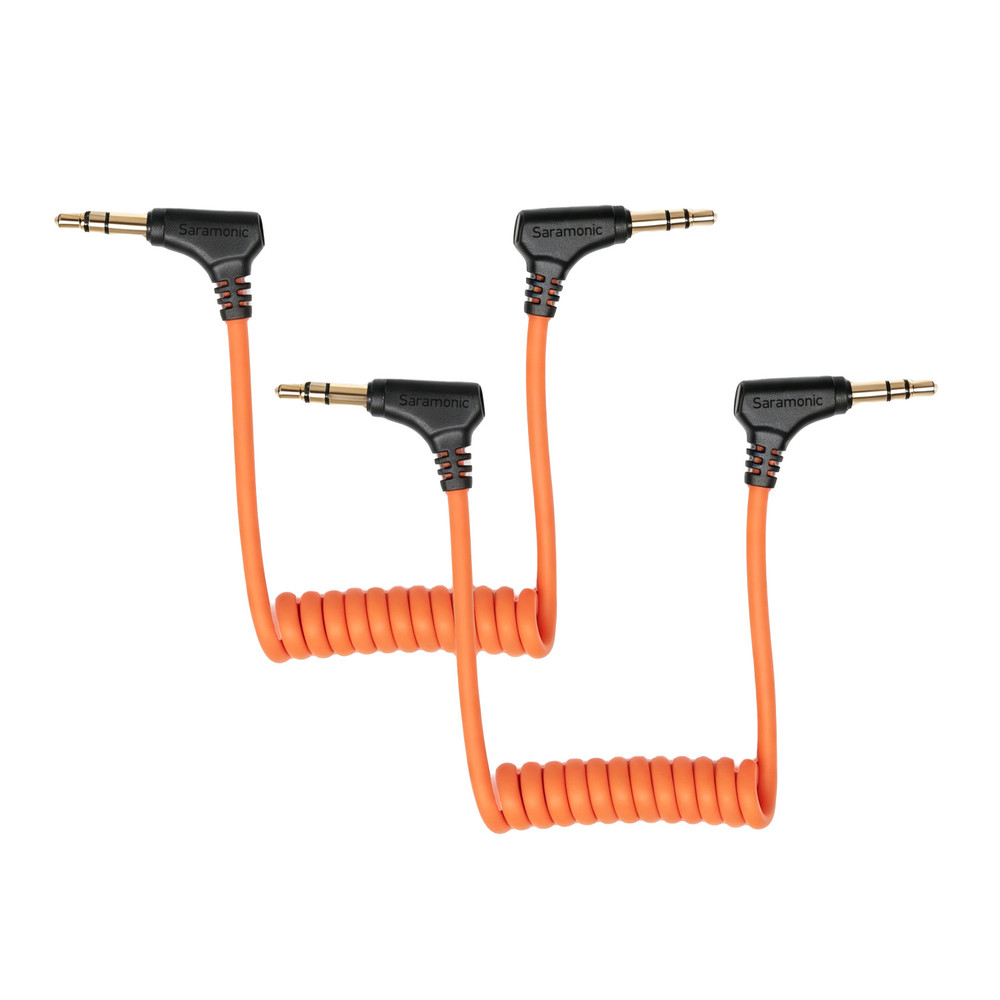 Saramonic CineBuff CB-3.5MM-0.5D | Coiled 3.5mm TRS Cable for Wireless Mic Receivers & Mics (6”- 17”) 2-Pack