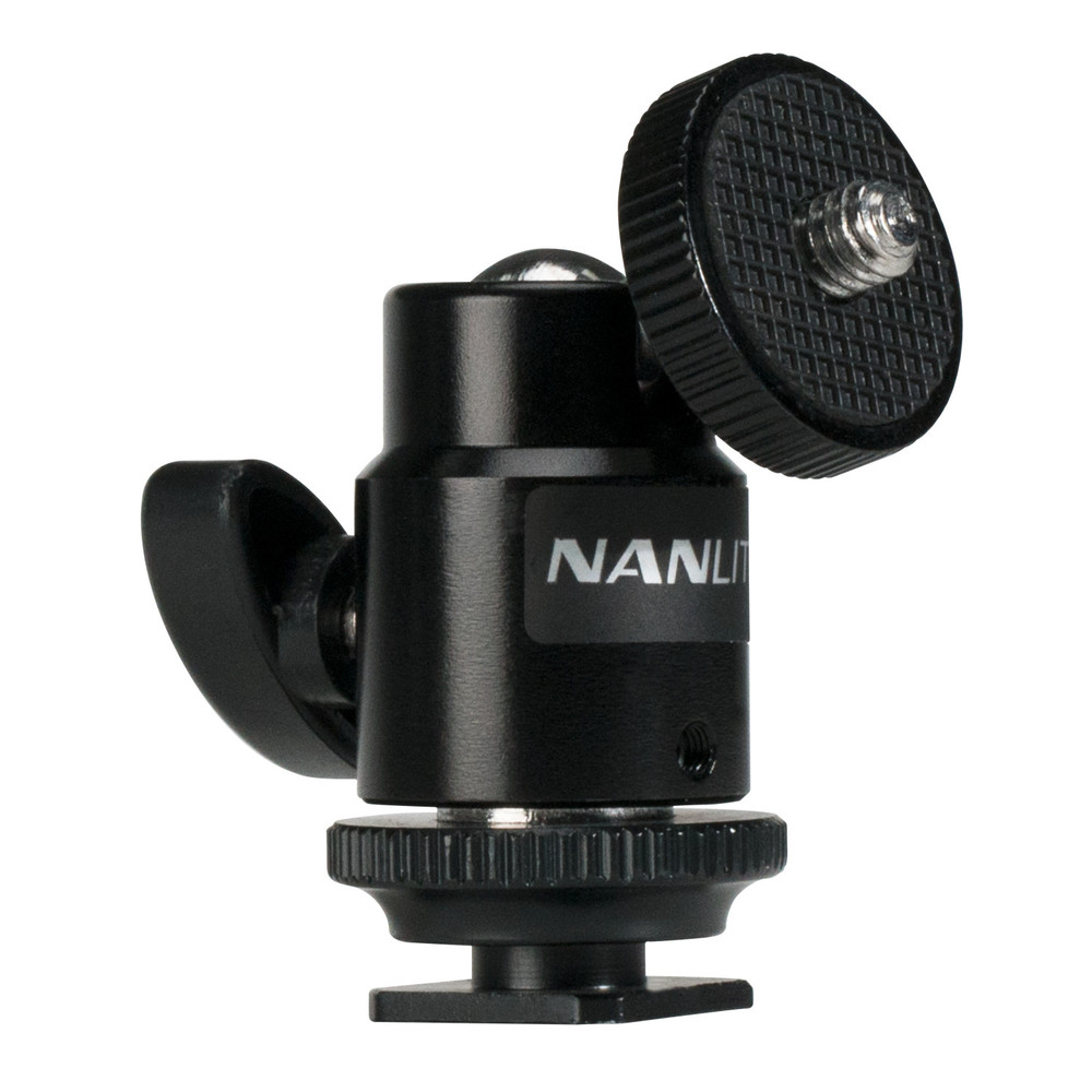 Nanlite Mini Ball Head with Hot Shoe Adapter and 1/4''-20 Mount