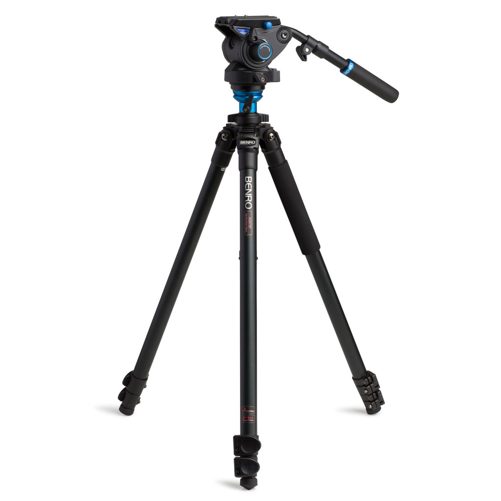 Benro A2573F Series 2 AL Video Tripod & S6 Head - Leveling Column, 3 Leg Sections, Flip Lock Leg Release