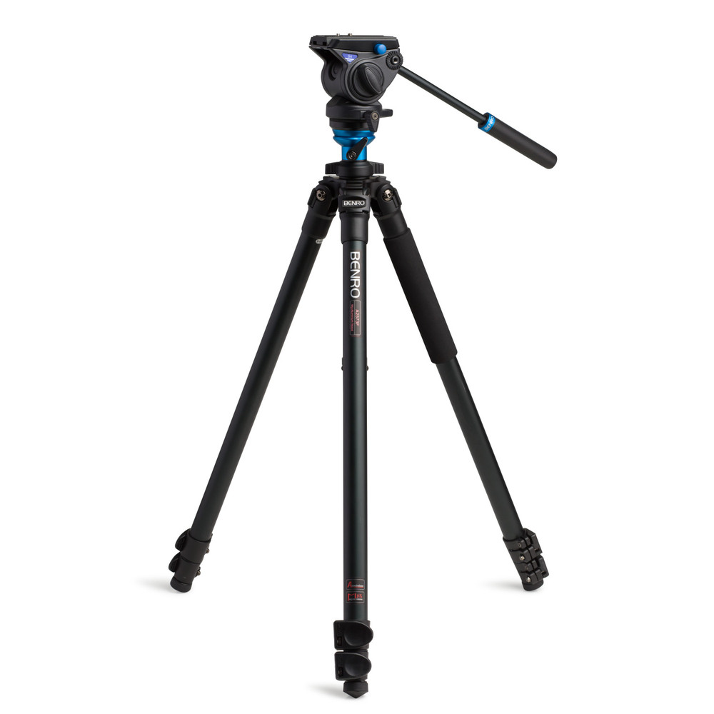 Benro A2573F Series 2 AL Video Tripod & S4 Head - Leveling Column, 3 Leg Sections, Flip Lock Leg Release