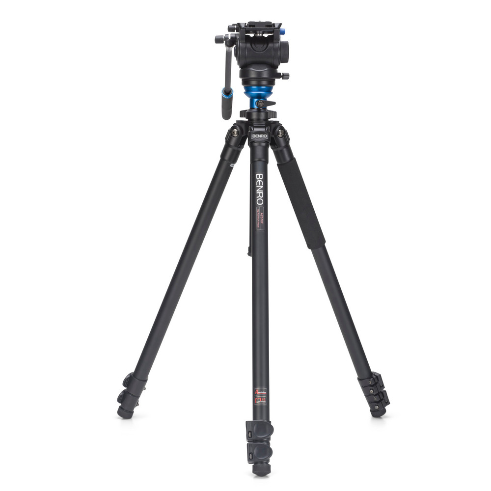 Benro A2573F Series 2 AL Video Tripod & S4 Head - Leveling Column, 3 Leg Sections, Flip Lock Leg Release