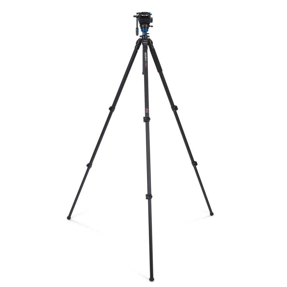 Benro A2573F Series 2 AL Video Tripod & S4 Head - Leveling Column, 3 Leg Sections, Flip Lock Leg Release