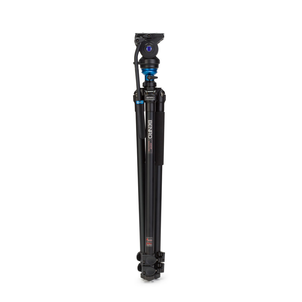 Benro A2573F Series 2 AL Video Tripod & S4 Head - Leveling Column, 3 Leg Sections, Flip Lock Leg Release