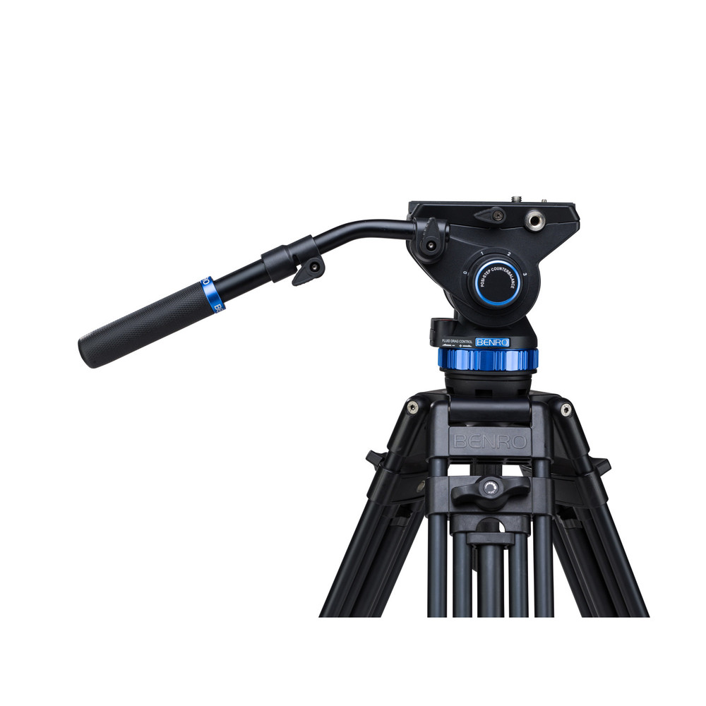 Benro A673TM Dual Stage AL Video Tripod & S8 Head - Half Ball Adapter, 3 Leg Sections, Twist Lever-Lock Leg Release