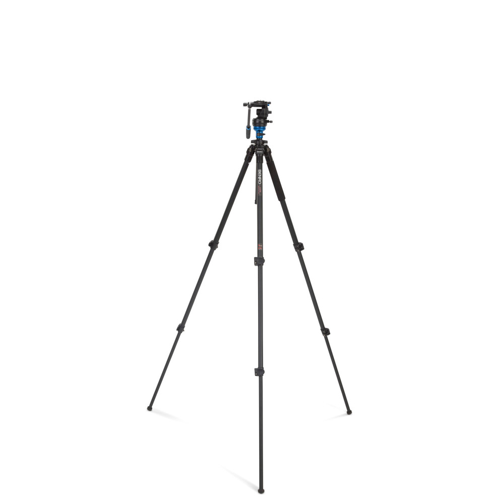 Benro A1573F Series 1 Video Aluminum Tripod & S2 Head - Leveling Column, 3 Leg Sections, Flip Lock Leg Release