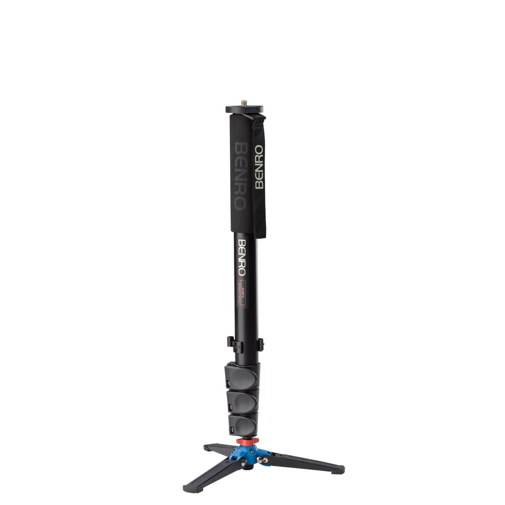 Benro A38FD Series 4 Aluminum Monopod with Locking 3-Leg Base - 4 Leg Sections, Flip Lock Leg Release