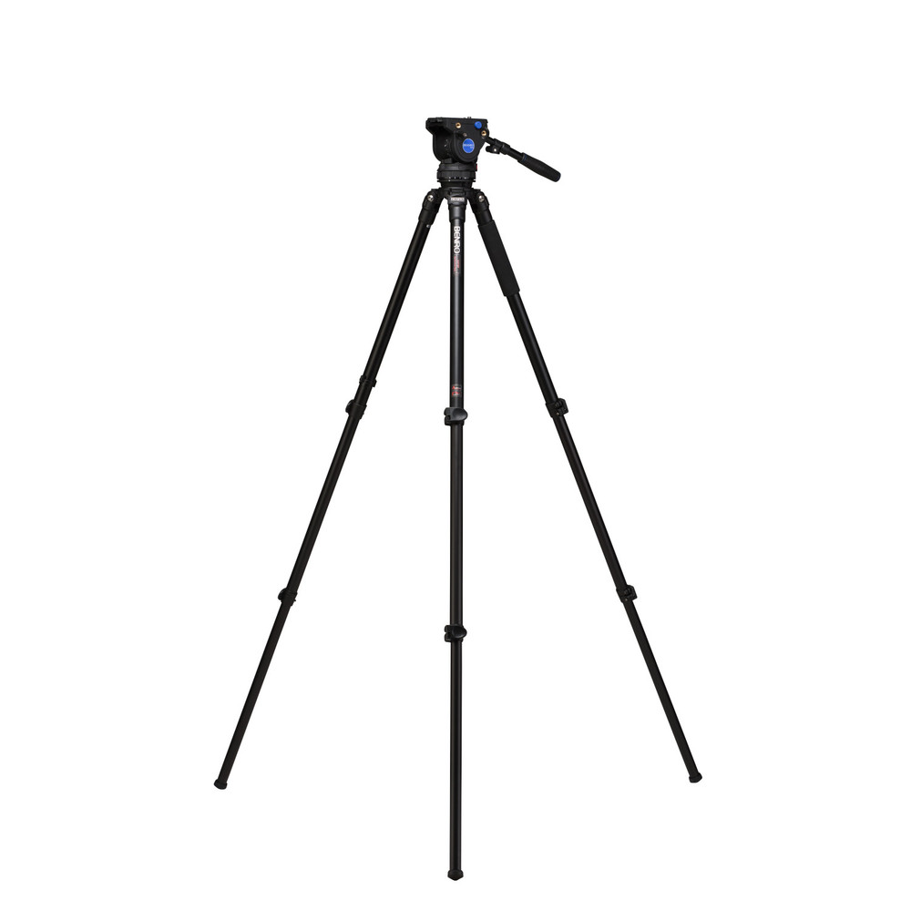 Benro A373F Series 3 Aluminum Video Tripod & BV4H Head - 3 Leg Sections, Flip Lock Leg Release