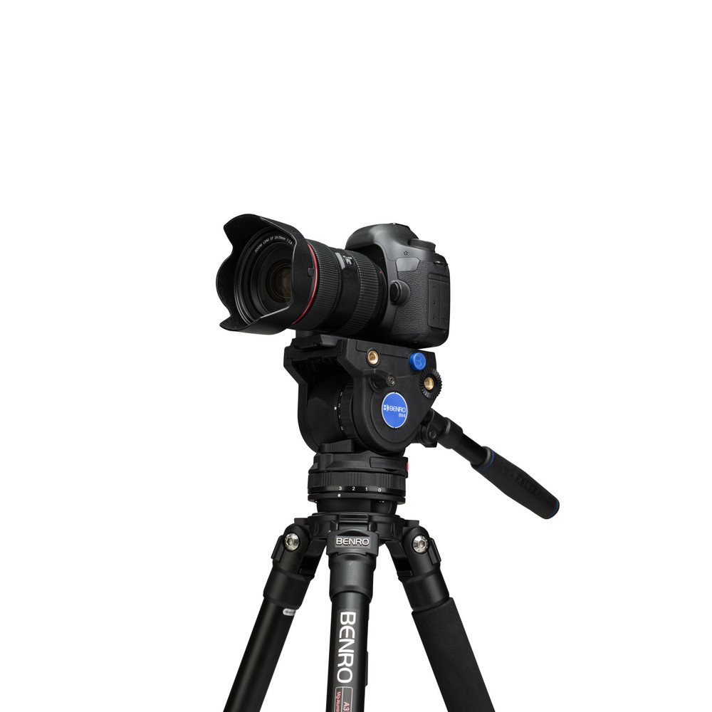 Benro A373F Series 3 Aluminum Video Tripod & BV4H Head - 3 Leg Sections, Flip Lock Leg Release