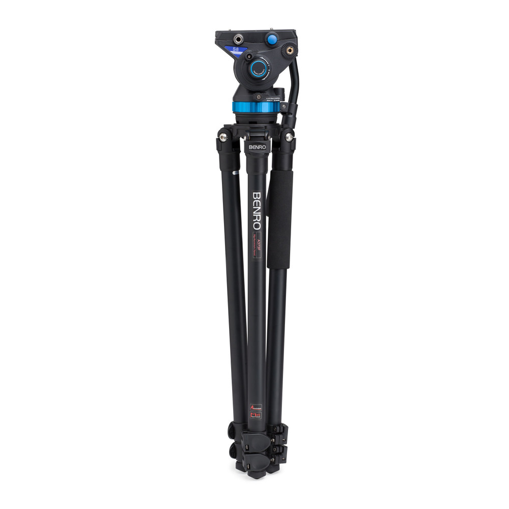 Benro A373F Series 3 AL Video Tripod & S8 Head - 75mm Half Ball Adapter, 3 Leg Sections, Flip Lock Leg Release