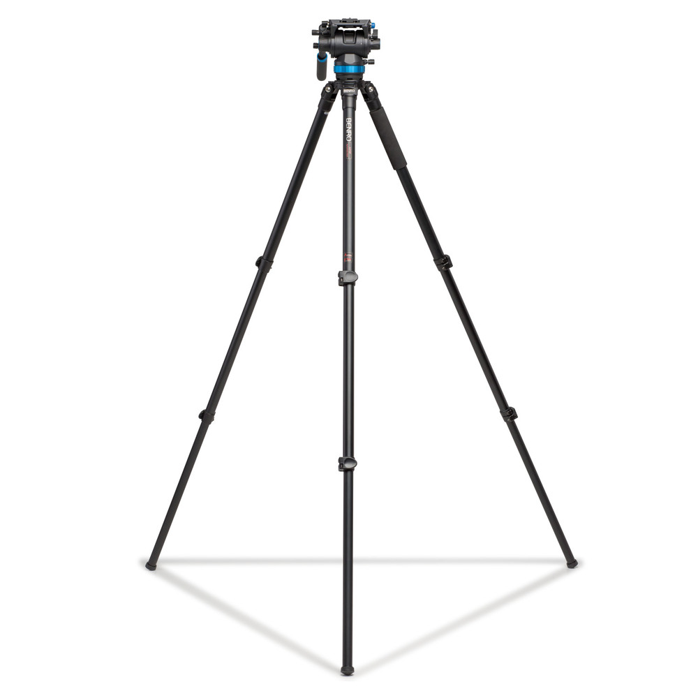 Benro A373F Series 3 AL Video Tripod & S8 Head - 75mm Half Ball Adapter, 3 Leg Sections, Flip Lock Leg Release