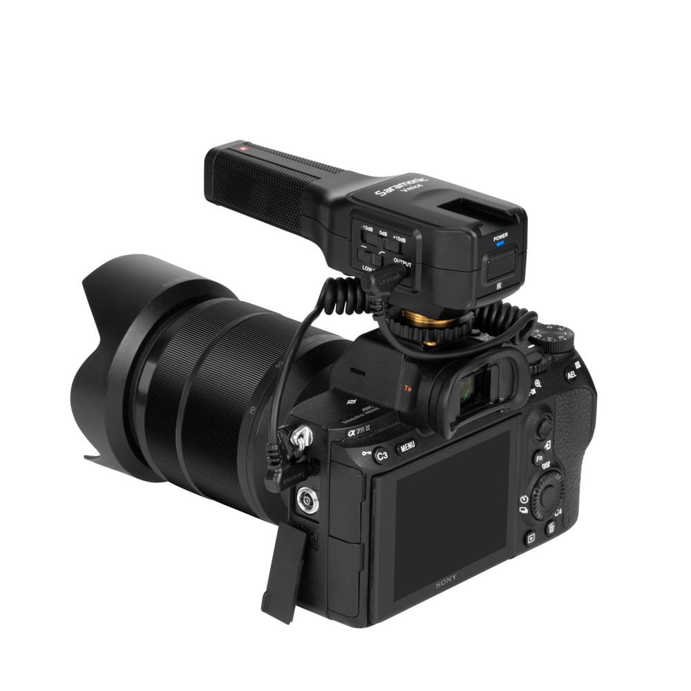 Saramonic Vmic4 Dual-Capsule AAA-Powered On-Camera Mic w/ HP Out, Mic In, Furry Windscreen, TRS & TRRS Cables