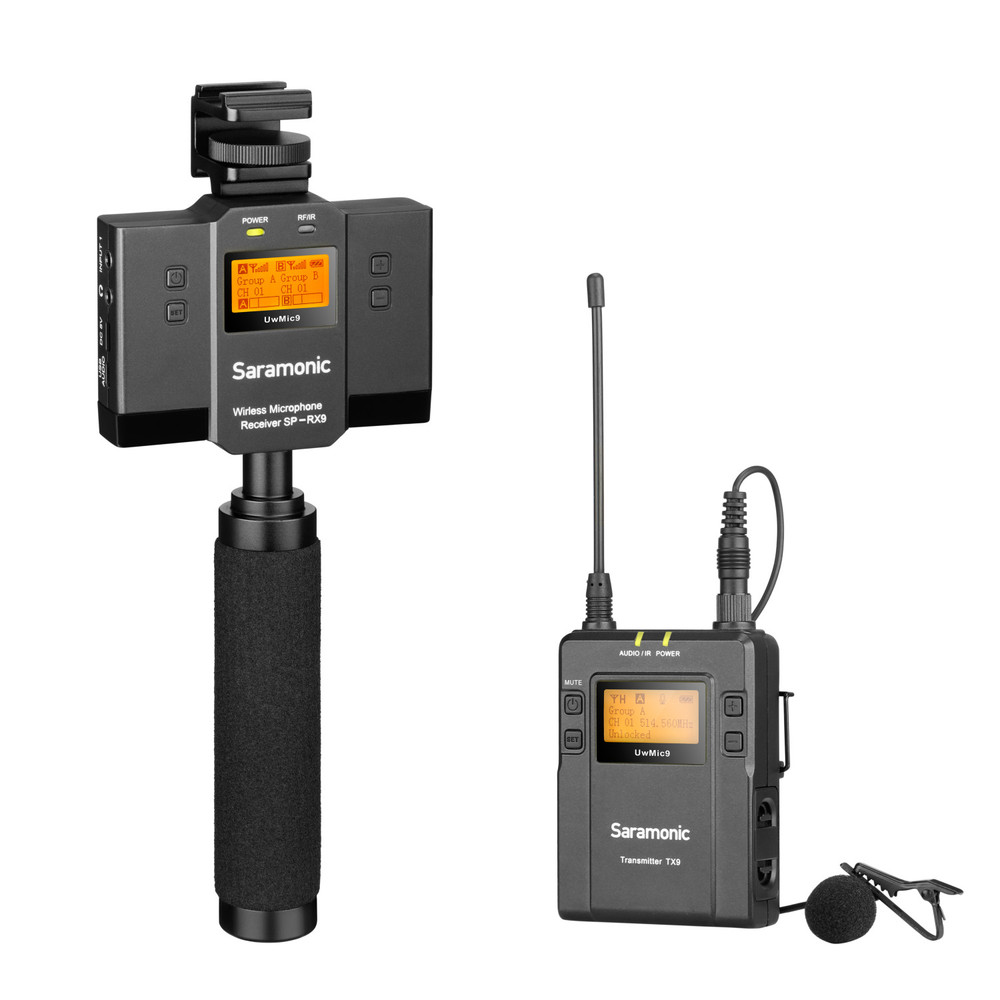 Saramonic UwMic9 SP-RX9+TX9 Wireless UHF Lavalier System with Dual-Channel & Audio Mixer for Smartphones