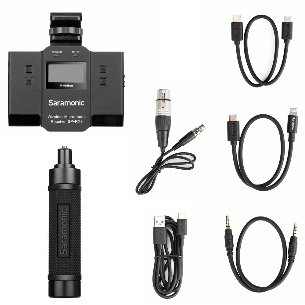 Saramonic UwMic9 SP-RX9+TX9 Wireless UHF Lavalier System with Dual-Channel & Audio Mixer for Smartphones