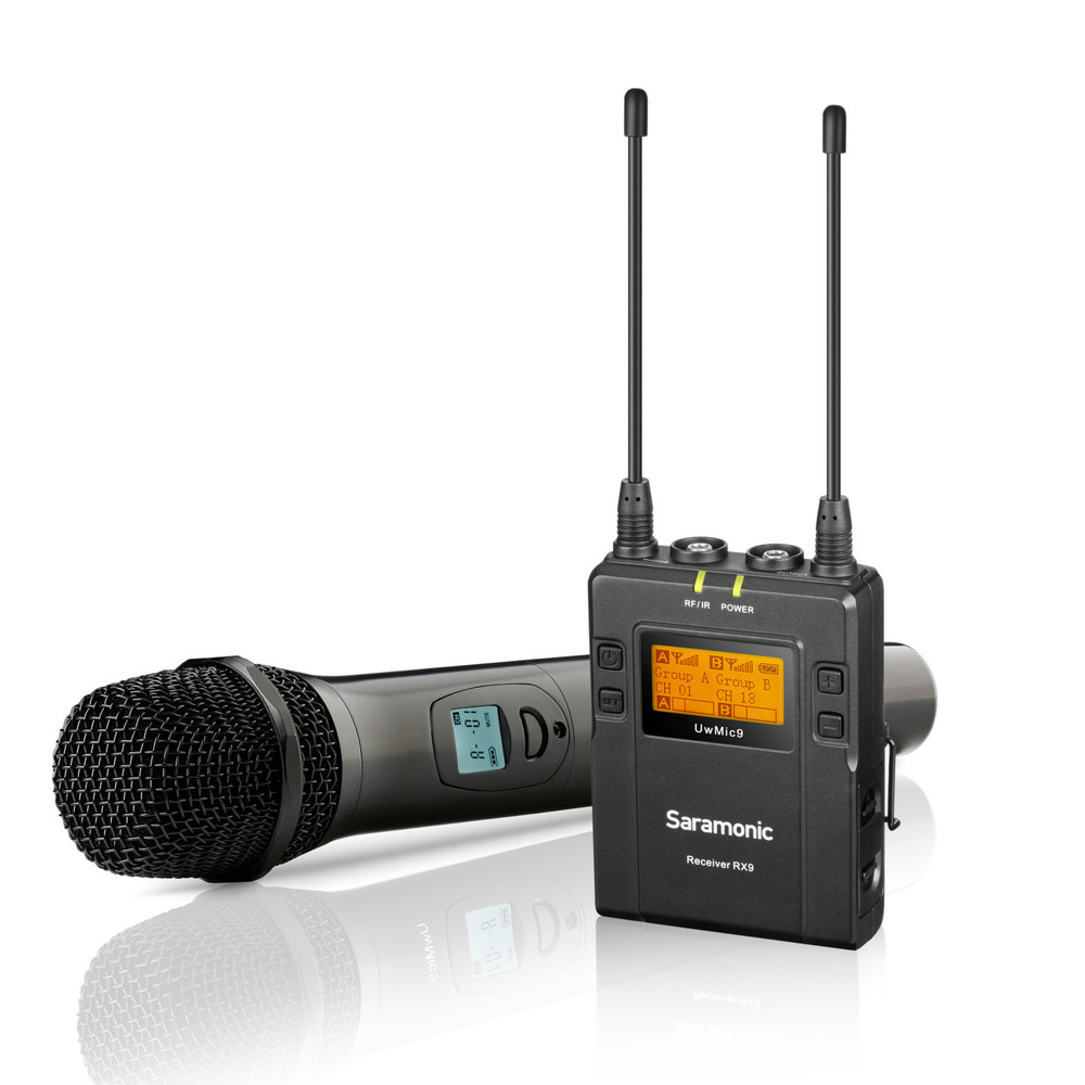 Saramonic UwMic9 RX9+HU9 UHF Wireless Handheld Mic System w/ Portable Dual-Channel Camera-Mount Receiver (Open Box)