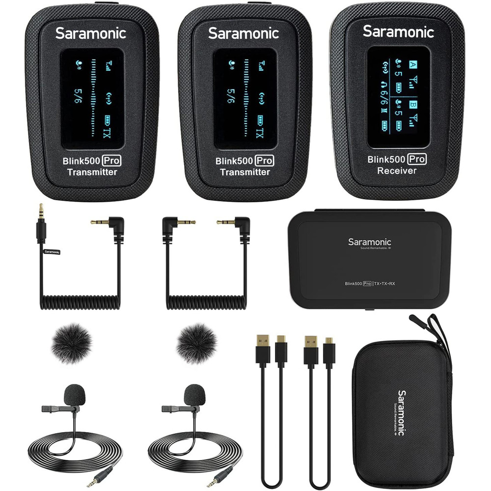 Saramonic Blink 500 Pro B2 2-Person Wireless Clip-On Microphone System w/ Lavaliers for Cameras, Mobile & More (Open Box)