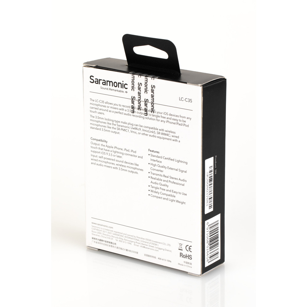 Saramonic LC-C35 Locking 3.5mm TRS to MFi Certified Lightning Cable with A-to-D Converter for iPhone & iPad (Open Box)
