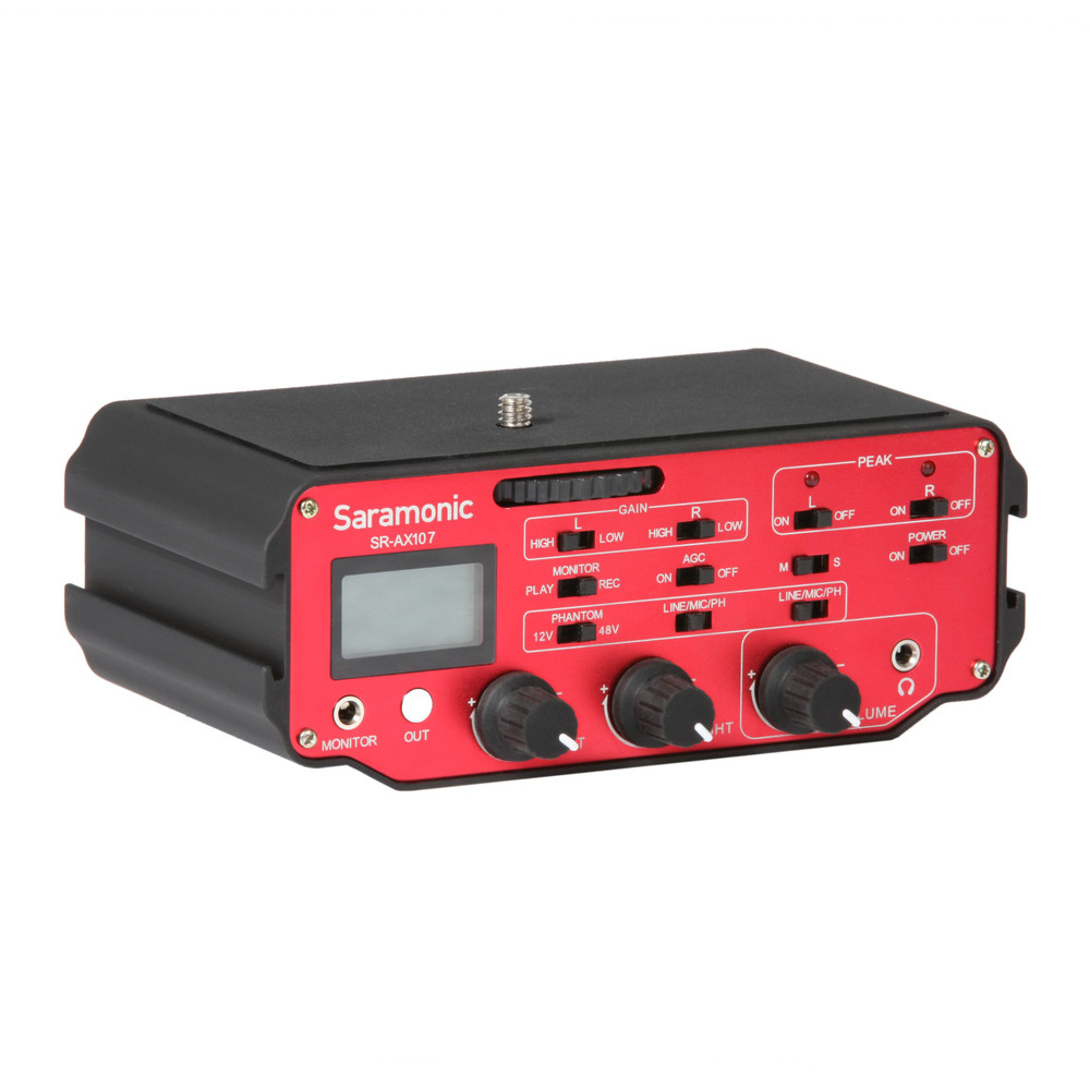 Saramonic SR-AX107 2-Channel On-Camera XLR Audio Mixer with +48V Preamps, Headphone Out & Isolation Transformer for DSLR, Mirrorless & Video Cameras (Open Box)